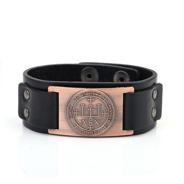 

5pcs latest styles charm leather bracelets viking ancient symbol leather adjustable bangle men jewelry, Black