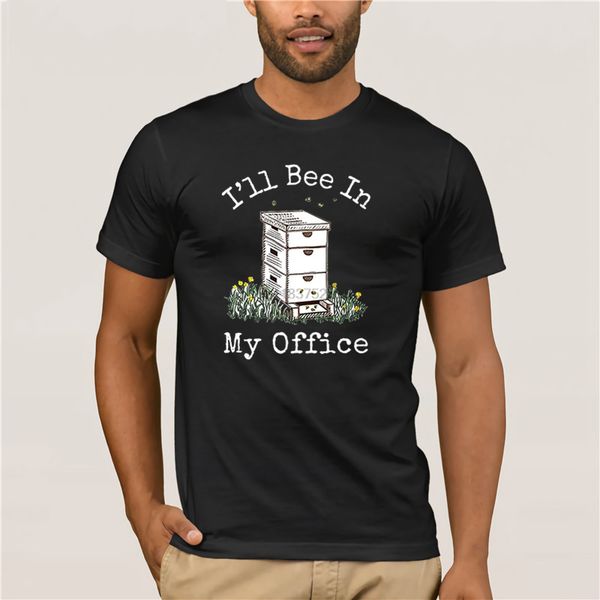 

men's fun casual print t-shirt beekeeper short sleeved 100% cotton i'll bee in my office fashion black t shirt for mans