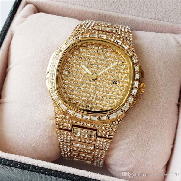 

роскошные женские часы с бриллиантами дамы дизайнер движение часы круглый полный алмазный кварцевые наручные часы с датой дня замороженный и, Slivery;brown