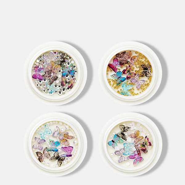 

nail art decorations 1 box colorful resin butterfly decoration manual stereo mini manicure diy slider for, Silver;gold