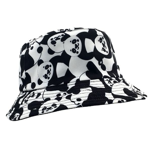 

stingy brim hats men women bucket hat panda print bob chapeau double side wear fishermen gorro pescador caps, Blue;gray