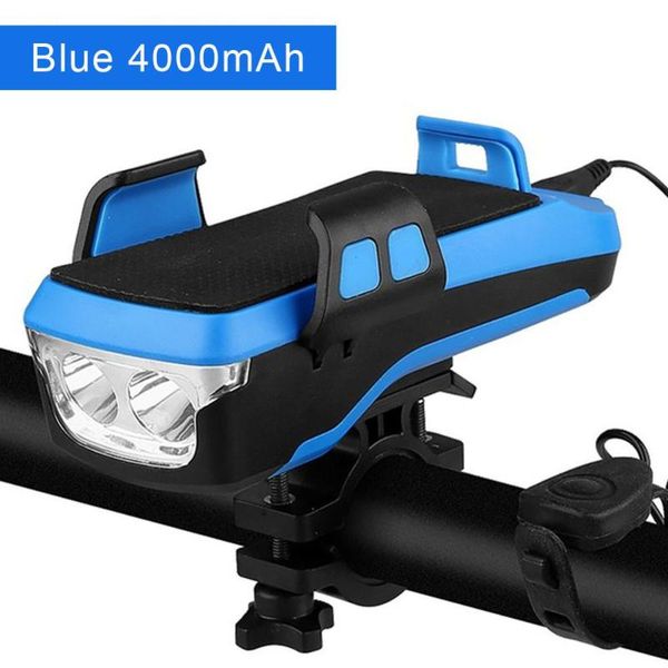 

4 in 1 multifunctional bicycle light 2*t6 led usb rechargeable bicycle headlight mobile bike bike horn phone holder