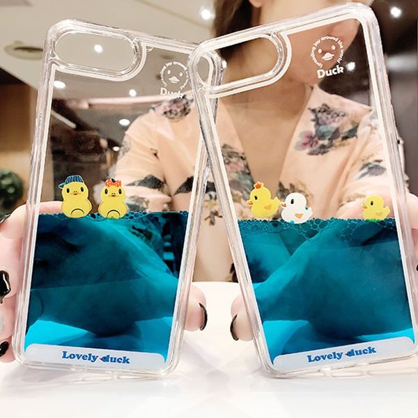 

luxury cartoon 3d swimming duck animal dynamic liquid quicksand cover case for iphone 11 pro max 5 5s 5se 6 6s 7 8 plus x xs xr phone cases
