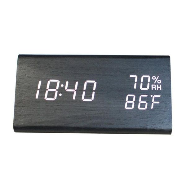 

lightweight wood dual display humidity sensor white led energy saving clock