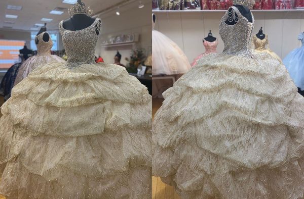 

amazing gold pearls beaded quinceanera prom dresses ball gown bling sequined fabric crystal sequins evening formal gowns plus size, Blue;red