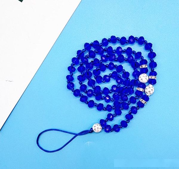 

transparent crystal knotted chain mobile phone lanyard colorful handmade beaded mobile phone case lanyard for various cell phone