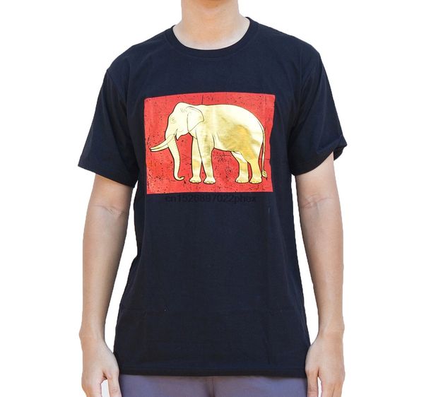 

royal elephant screen print t shirt black men t shirt