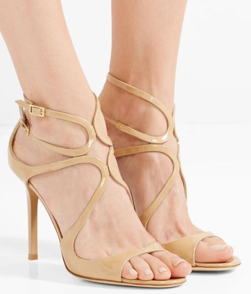 

luxury women's lang sandals elegant stiletto heels lady gladiator sandals high heels wedding party dress eu35-43,,with box, Black