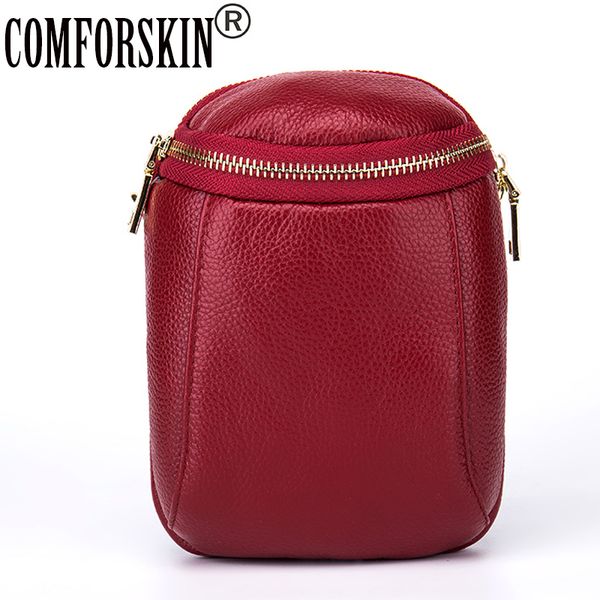 

comforskin 2020 lolita style barrel-shaped 100% genuine leather women messenger bags female mobile phone bag lady coin purses