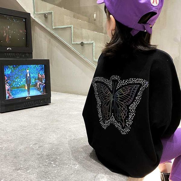 

hoodies & sweatshirts children fleece baby girl fashion long sleeved korea loose leisure top, Black