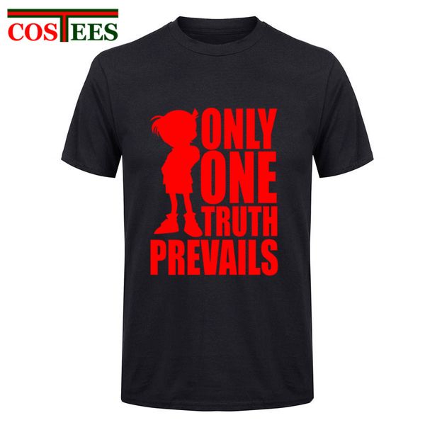 

2017 anime case closed detective conan men t shirts short sleeve only one truth prevails design t-shirts hipster tees
