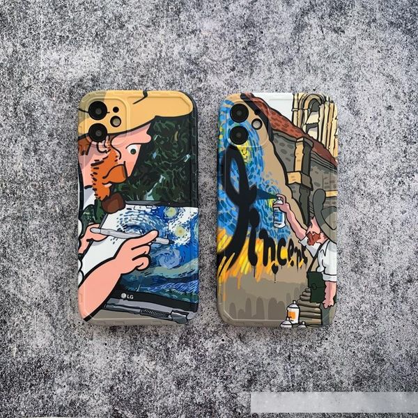 

cartoon graffiti van gogh iphonexs apple fruit 11promax phone case 78plus soft silicone xr oil painting se tide
