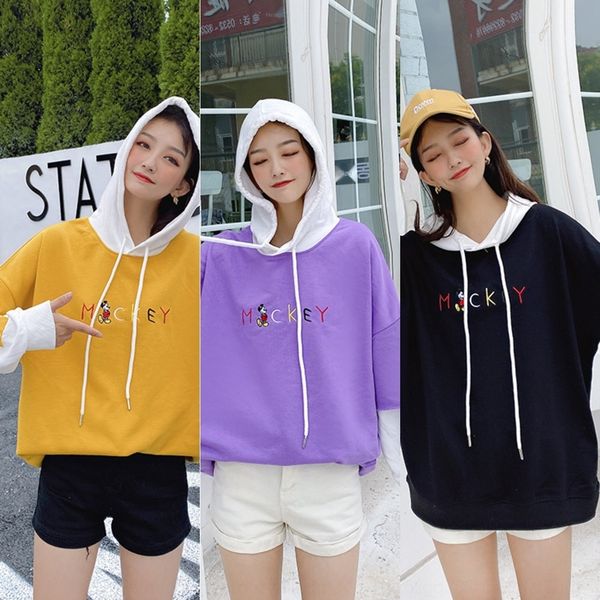 

2020 early autumn new hoodie pullover long sleeve letter pullover sweaterhoodie sweaterprinted sweater women's loose bf lazy style swea, Black