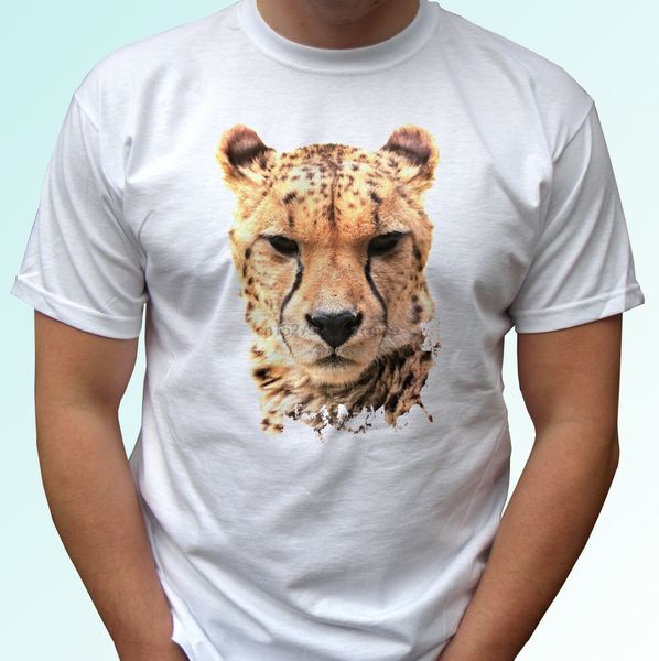 

cheetah head white t shirt animal tee wild cat - mens womens kids baby sizes