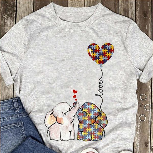 

autism elephant love t shirt autism awareness shirt ash cotton men s-3xl 2019 fashion short sleeve gray t-shirt youth tee shirt