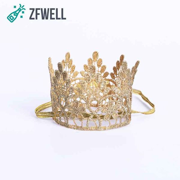 

party hats zfwell golden color flowers lace children birthday decoration hat baby age crown supplies85