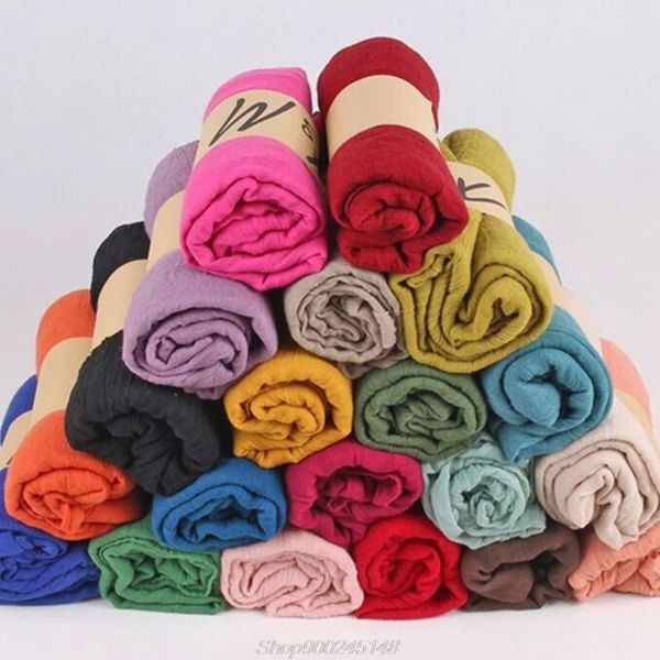 

women solid color long scarf wrap vintage cotton linen large shawl hijab elegant s01 20 dropship, Blue;gray