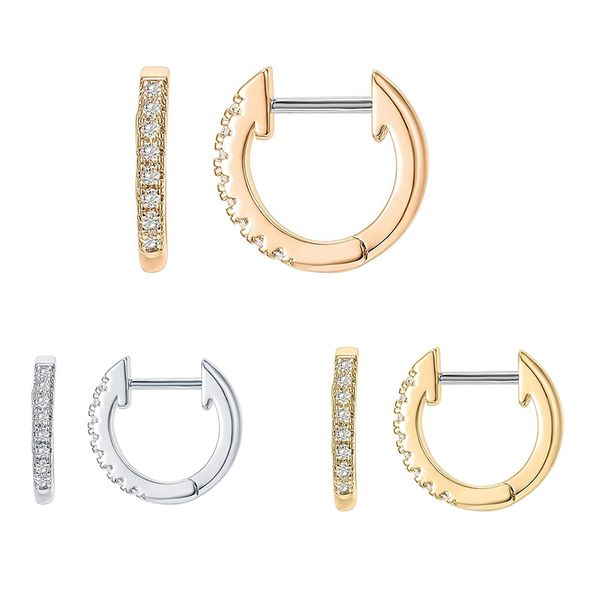 

wholesale 100 pairs/lot fashion stainless steel zirconia cuff earrings round hoop loop huggie earrings gift for women men girls, Golden;silver