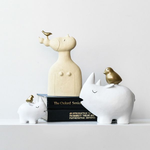 

rhinoceros statue decoration crafts girl ornaments home accessories resin crafts