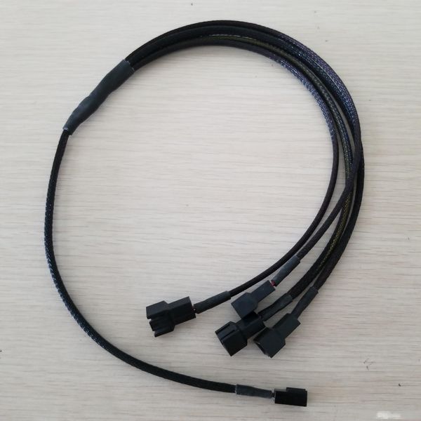 

1 pcs motherboard cooling fan power cable small 3pin splitter 1 to 4 black 53.5cm