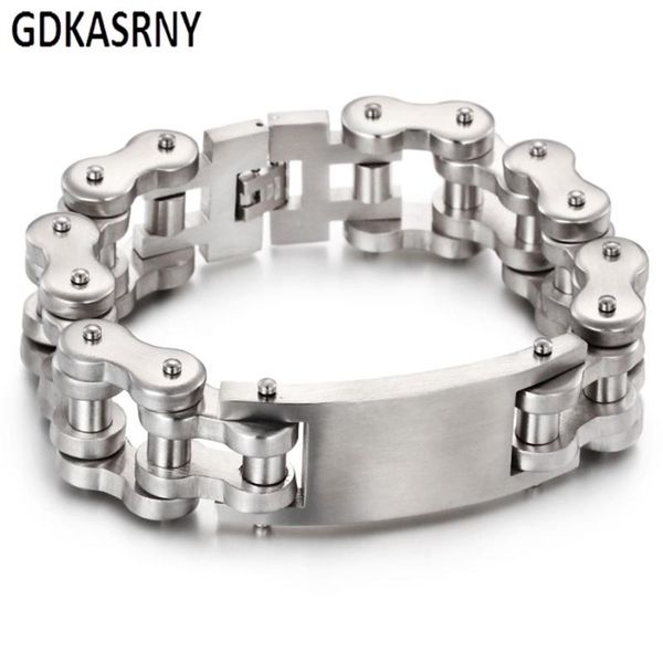 

punk motorcycle chain bracelet men's bicycle chain bracelet 316l stainless steel thickened steel color motorcycle, Black