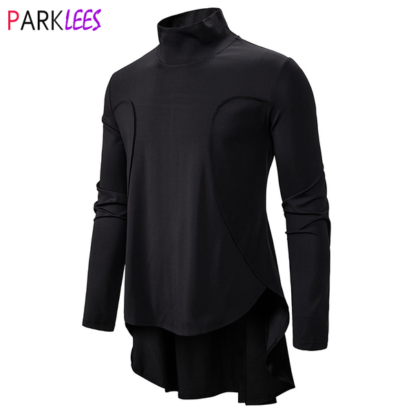 

mens gothic victorian style sweatshirt men turtleneck design lotus leaf hem sweatshirts mens harajuku cosplay halloween costume, Black