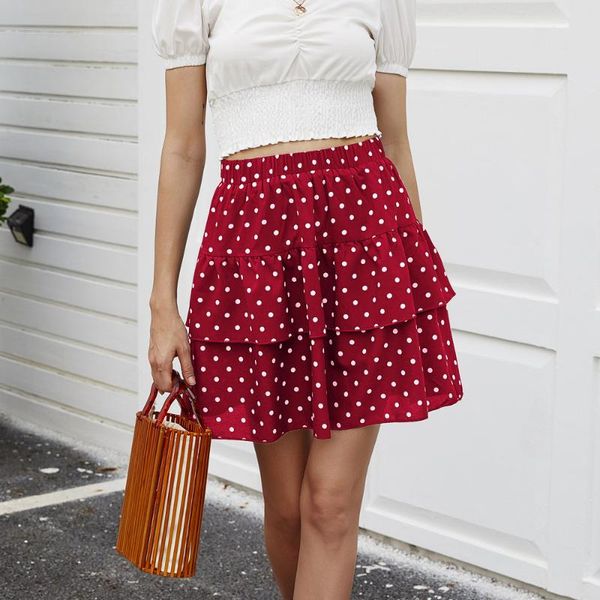 

skirts casual women 2021 summer dot cake skirt fashion mini elegant xs, Black