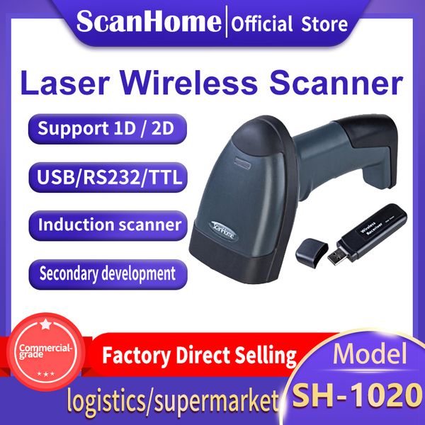 

scanners scanhome wireless barcode scanner laser usb 1d supermarket handheld express 100 meters sh-1020