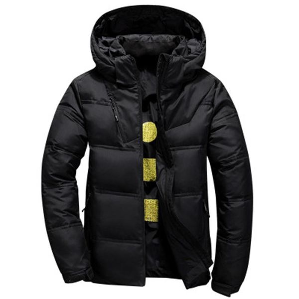 

outdoor short hooded down jacket man designer solid color zipper lapel neck coats removable hat sell long sleeved outerwear clothing, Black