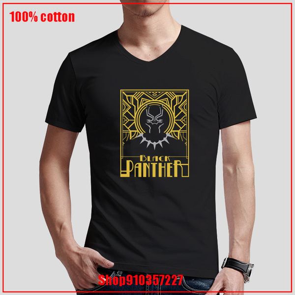 

black panther - art deco men v-neck tshirt cotton casual funny t shirt for male symbol tees tee color drop ship fashion