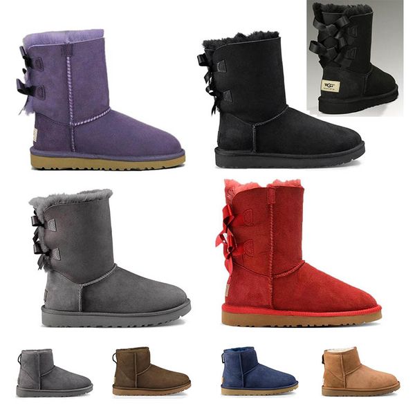 

wholesale girl women ankle short winter snow boots knee fur bow coffee red chestunt low high bow tall boots size 36-41