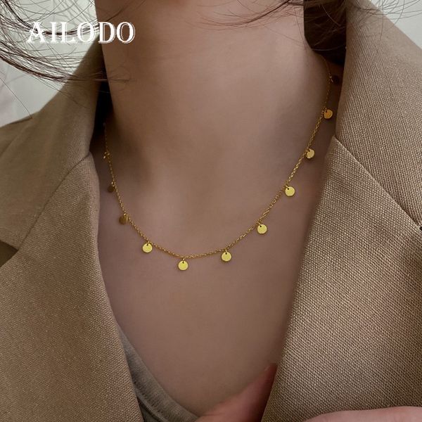 

ailodo minimalist korean necklace for women girls gold silver color fashion chokers necklace party wedding jewelry gifts 20aug52, Golden;silver