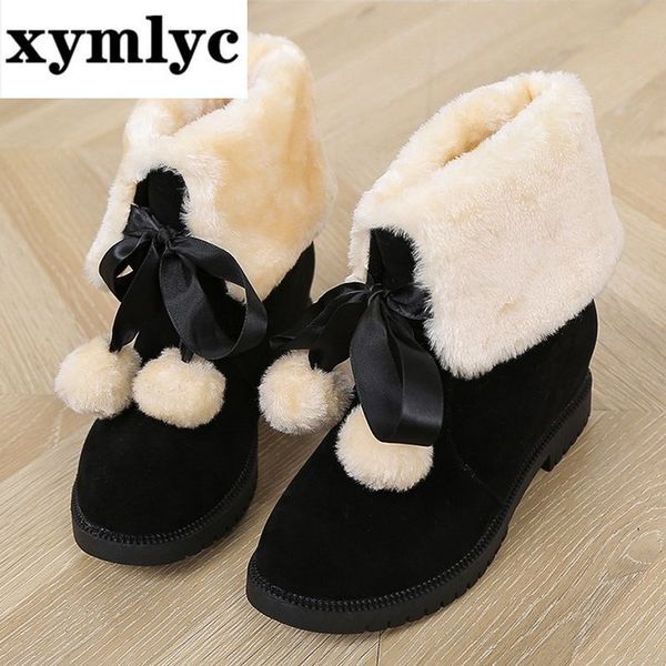 

sneakers women boots 2020 solid velvet warm non-slip ankle boots women shoes winter snow causal shoes woman bootie, Black