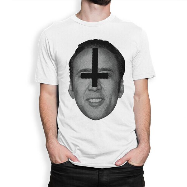 

nicolas cage meme satanic t-shirt, pemium cotton funny shirt