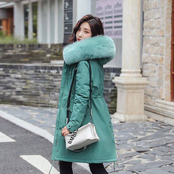 

thickened parka women slim long winter coat down cotton ladies down parka down jacket women 2020 winter coat, Black