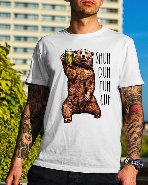 

bear beer shuh duh fuh cup t shirt white cotton men t-shirt cartoon t shirt men new fashion tshirt top