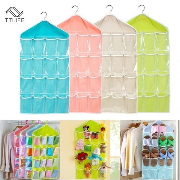 

storage bags 16 pockets hanging bag socks bra underwear rack hanger wardrobe living room mesh bath organizer container
