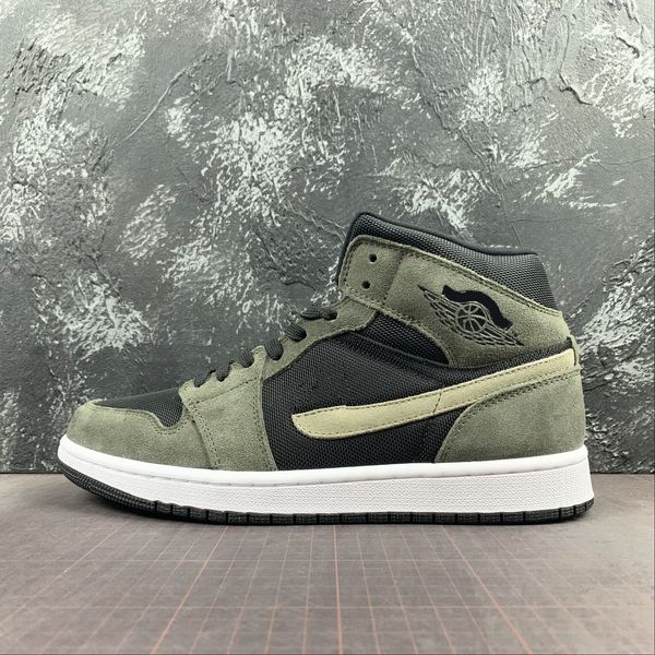 

1s mid military olive sneakers skateboard basketball shoes sneaker trainer running trainers kids youth men women with box