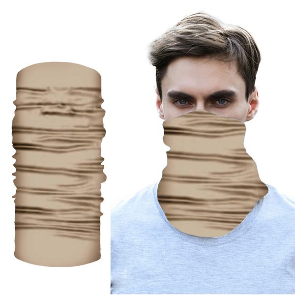 

women men outdoor sports bandana scarf headwear solid color khaki face mask riding cycling headscarf tube wristband headband, Black