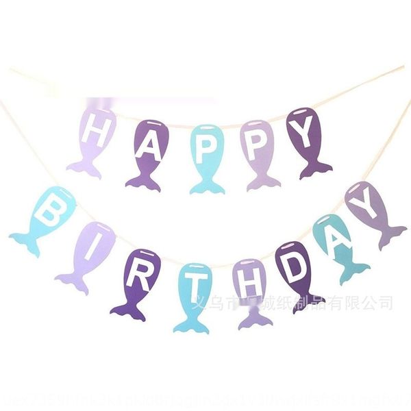 

little flag-pulling banner fishtail-shaped flower-pulling banquet decoration party little mermaid pull flag pull flag flag-pulling mermaid b