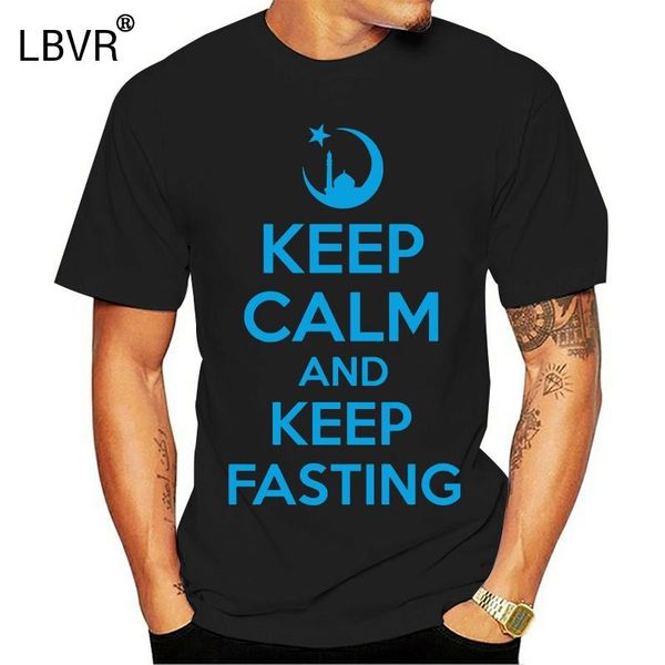 

keep calm and keep fasting t shirt humble islamic ramadhan eid mosque mens harajuku tee shirt, White;black