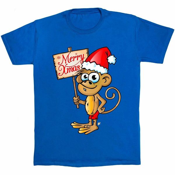 

grinning happy christmas monkey wearing santa hat mens t-shirt diy prited tee shirt