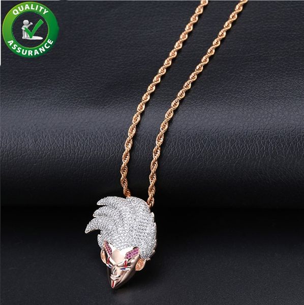 

Iced Out Hip Hop Jewelry Mens Gold Cartoon Pendant Luxury Designer Necklace Diamond Bling Rapper Chain DJ Pandora Style Charms Rock CZ Women