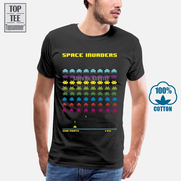 

space invaders мужчин tee shirt streetwear мода футболка homme 2019 футболки черные и белые футболки плюс размер мужчина