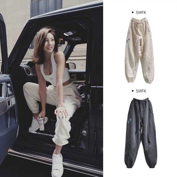 

20082601100 autumn original single country tide s f * sports high waist jogging pants yang mi men's and women's same style sweatpa, Black;white