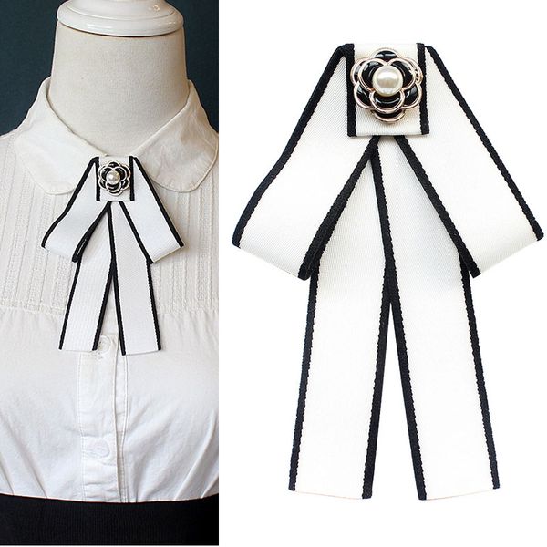 

new handmade white black striped bow tie girls student uniform shirt business womens accessories fashion camellia crystal bowtie, Blue;purple