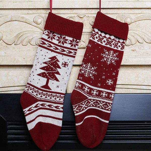 

christmas decorations 6pcs snowflakes and tree socks hanging gift bags decorative big candy bag