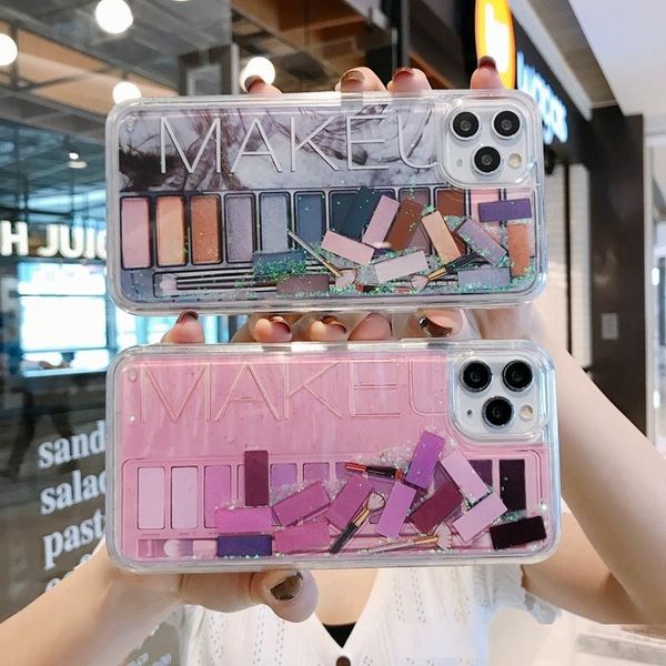 

makeup eyeshadow phone case for iphone se 2020 11 11pro max xr xs max x xs 7 8 plus 11pro dynamic glitter quicksand back cover