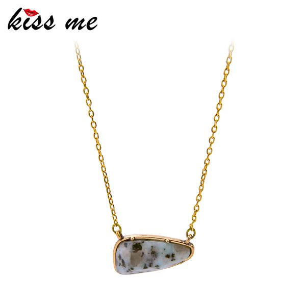 

pendant necklaces kiss me geometric natural stone necklace women zinc alloy brand jewelry accessories, Silver