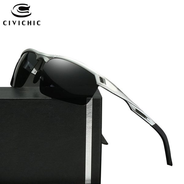 

civichic semi-rimless night vision goggles al-mg polarized sunglasses outdoor driving glasses hipster eyewear e175, White;black